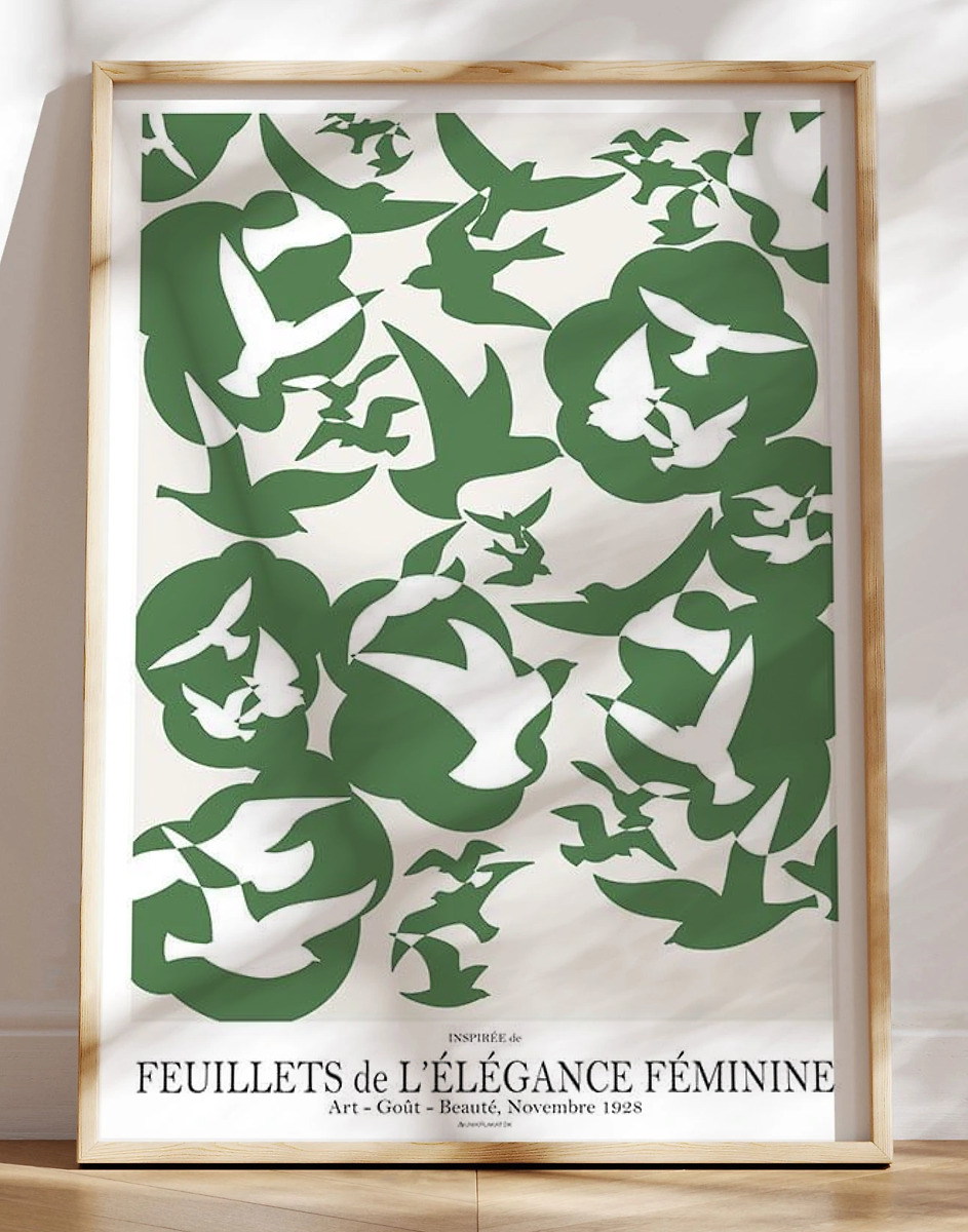 Grønne Fredsduer Plakat Inspireret Af Art-goã  -beauté Fra 1928