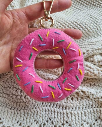Håndlavet Doughnut Nøglering   Filt