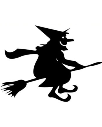 Halloween Wallsticker  Stor Heks På Flyvende Kost  55x43cm