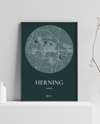 Herning Plakaten Rundt Kort Skovgrøn 60 84 Cm  A1