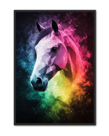 Hest Plakat 37 Geometrisk Hestehoved   Regnbuefarver