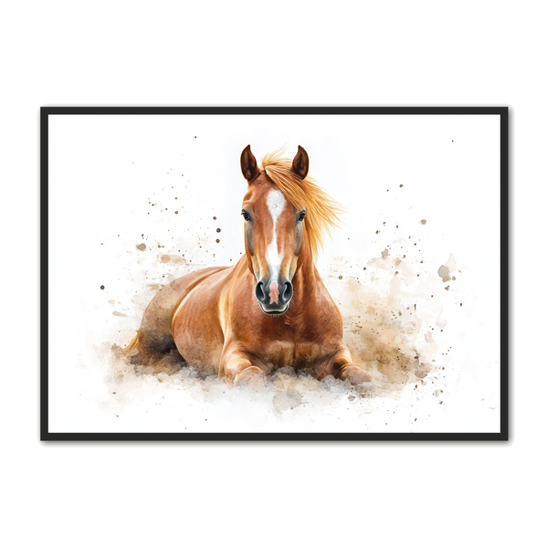Hest Plakat 48 Liggende Hest   Naturlig Ro