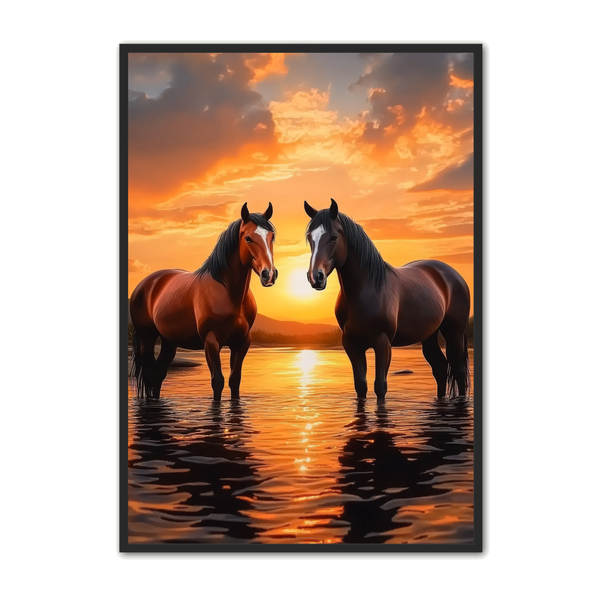 Hest Plakat   Magisk Solnedgang