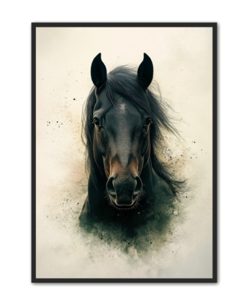 Hest Plakat 34 Sort Hest Med Dyb Udstråling