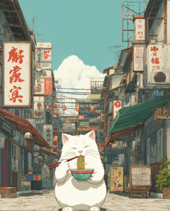 Japansk Plakat 64 Kat Med Ramen