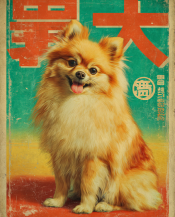 Japansk Plakat 130  Vintage Hundemotiv