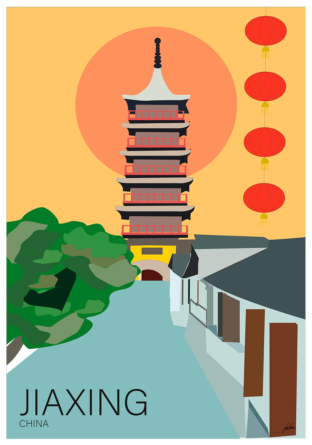 Jiaxing City Af Justesen Plakater