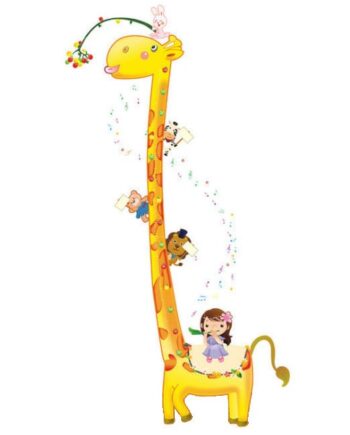 Kæmpe Målebånds Wallsticker  Giraf    Meter Høj