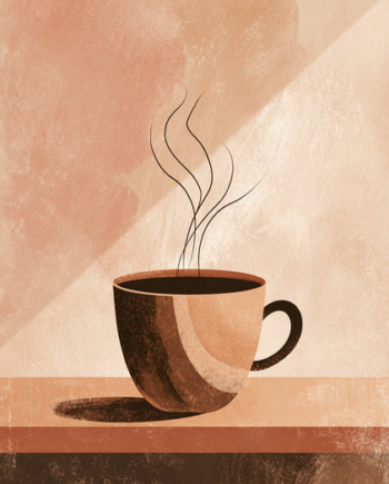Kaffe Plakat 99  Varm Kaffekop   Minimalistiske Nuancer