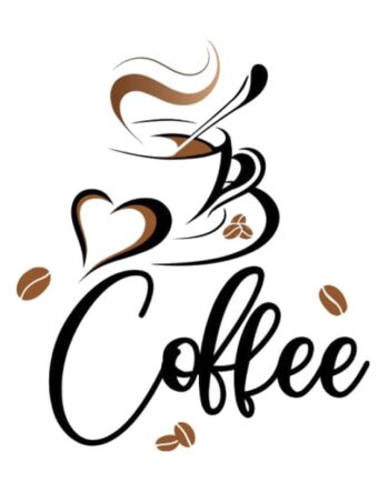 Kaffe Wallsticker Coffee  Kaffekop  Hjerter Og Kaffebønner  38x32 5cm