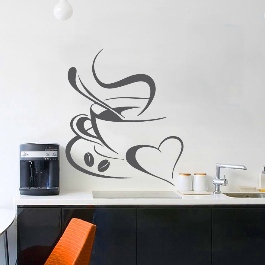Kaffekop Med Hjerte Wallsticker