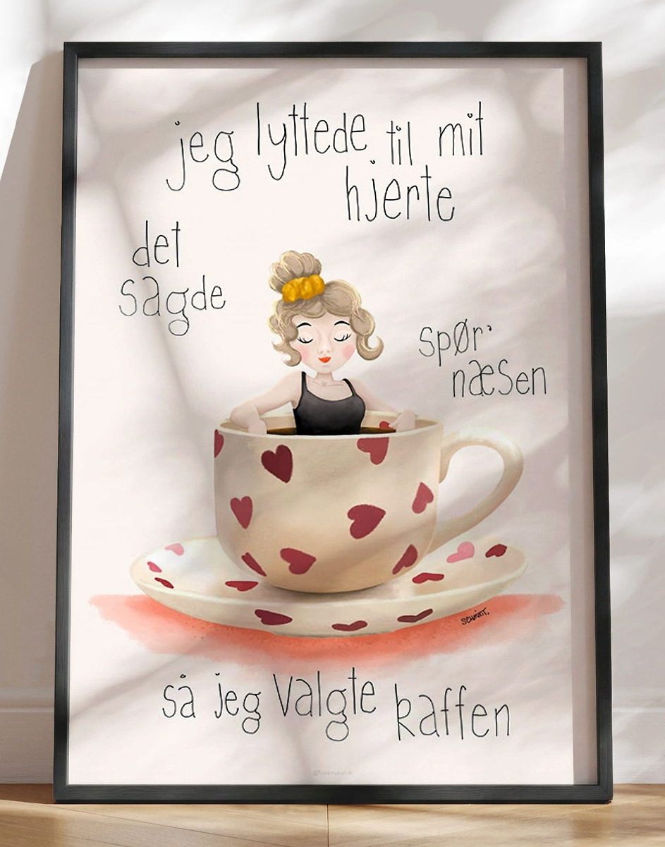 Kaffeplakat Varm Kaffe Til Kolde Hjerter