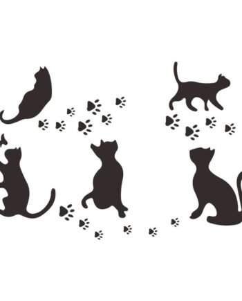 Katte Wallsticker    Søde Katte   Silhuet Der Laver Fodspor På Din Væg