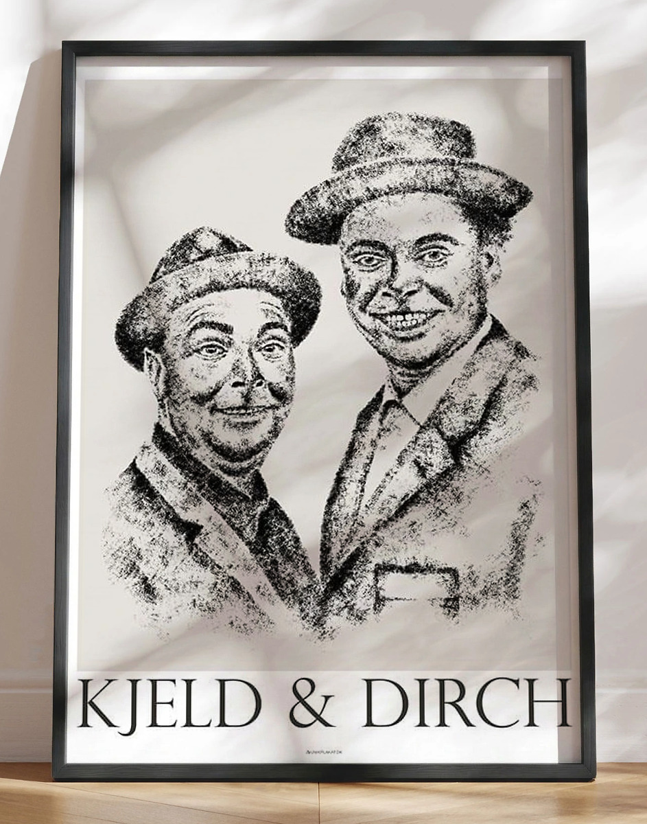 Kjeld Og Dirch Plakat Med Kultegning