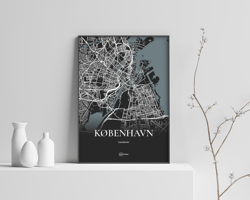 København Plakaten Fuldt Kort Sort 42 60 Cm A2