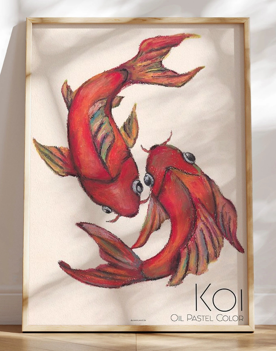 Koi Tegning Med Oliepasteller