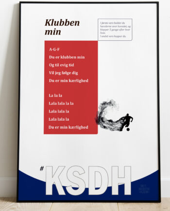 Kom Så De Hviiie-fansang-plakat Klubben Min-rød 21   29    A4  Kr  199 -