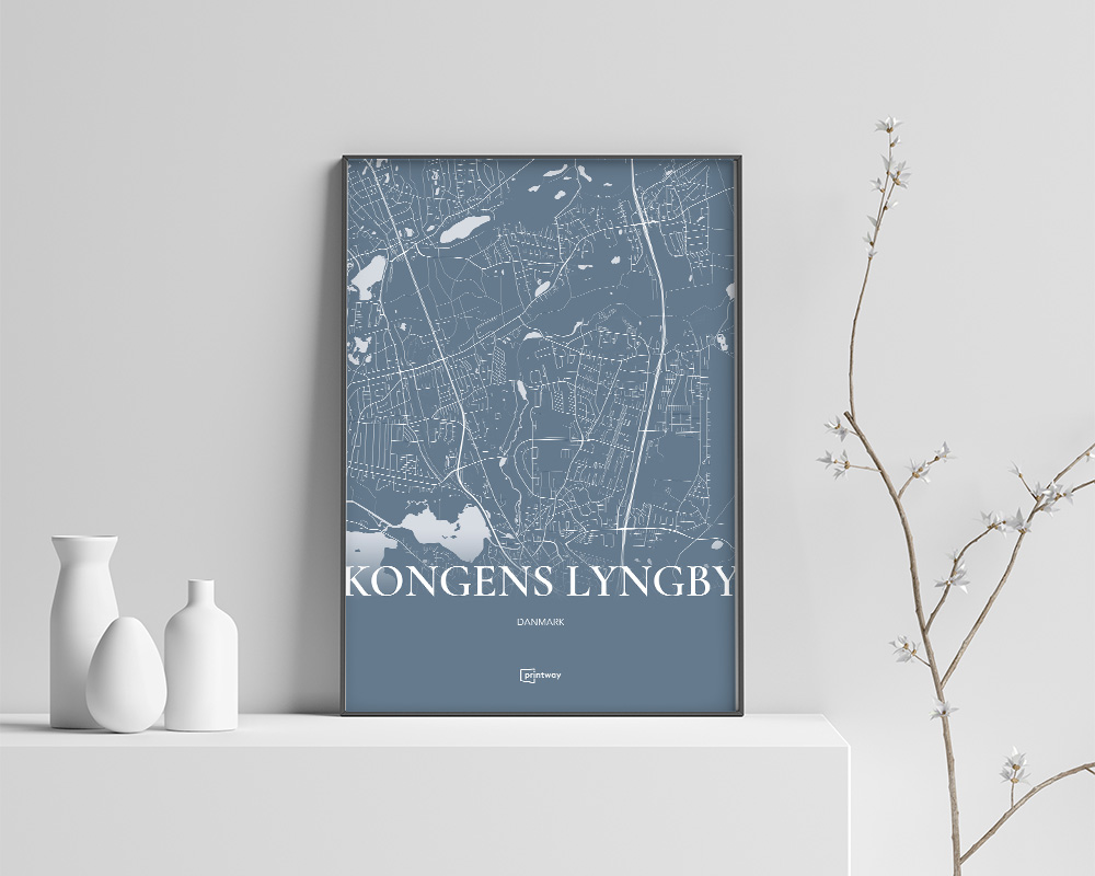 Kongens Lyngby Plakaten Fuldt Kort Havblå 70 100 Cm  B1