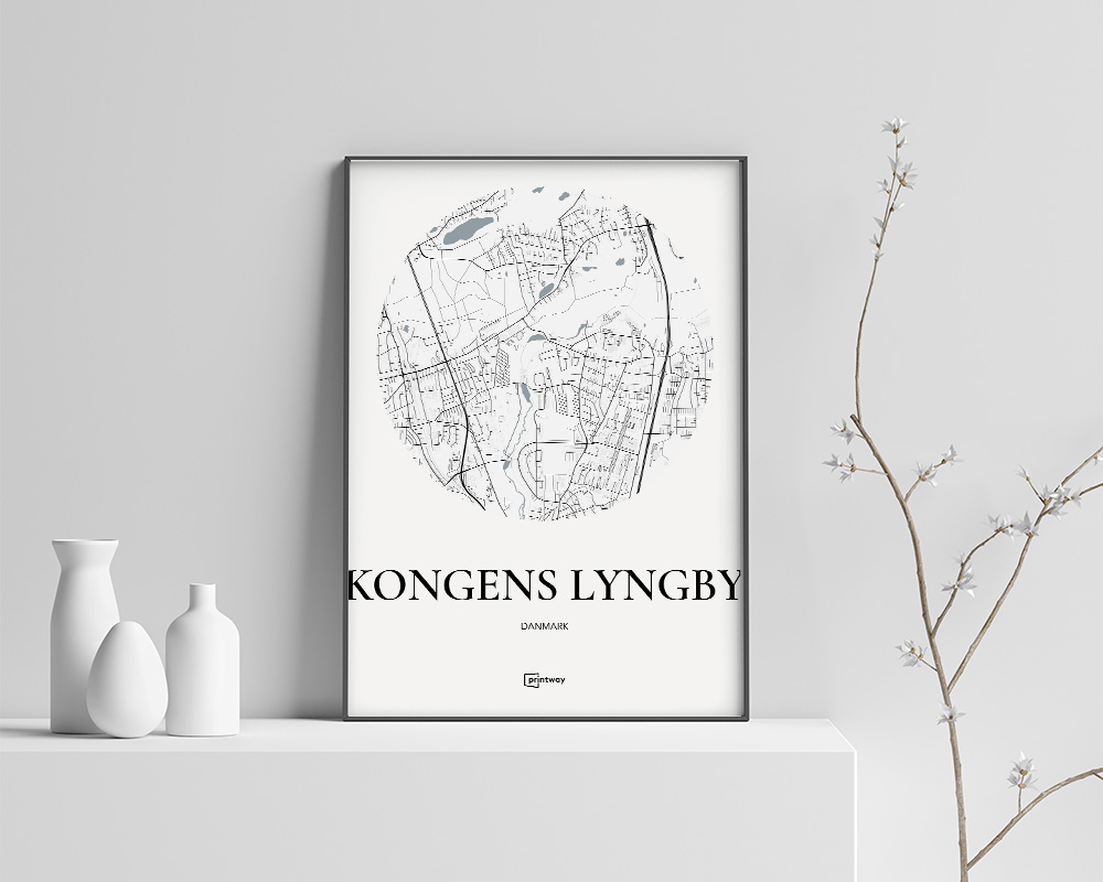 Kongens Lyngby Plakaten Rundt Kort Hvid 70 100 Cm  B1