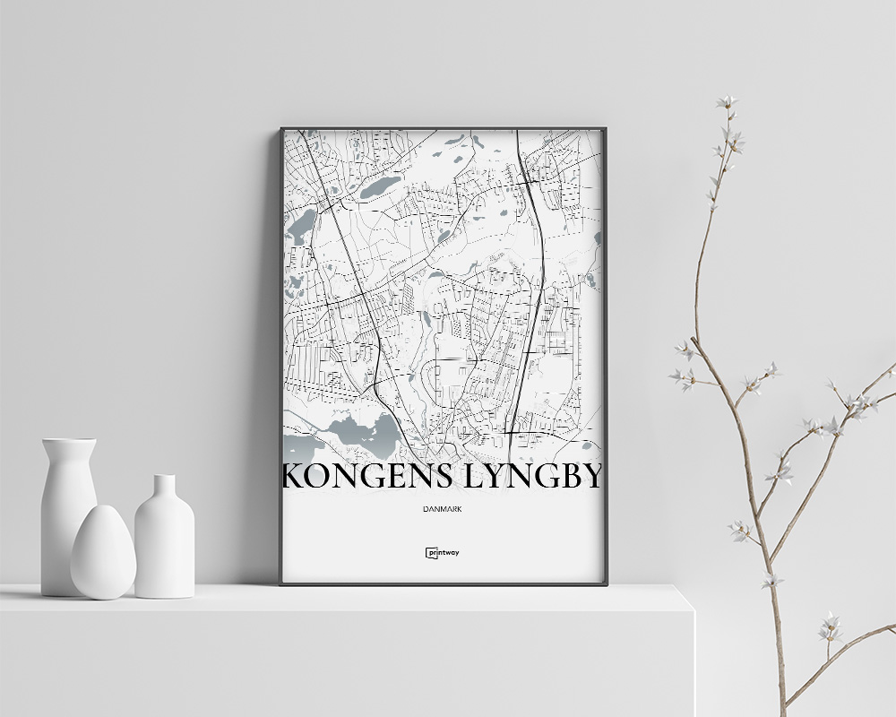Kongens Lyngby Plakaten Fuldt Kort Hvid 70 100 Cm  B1