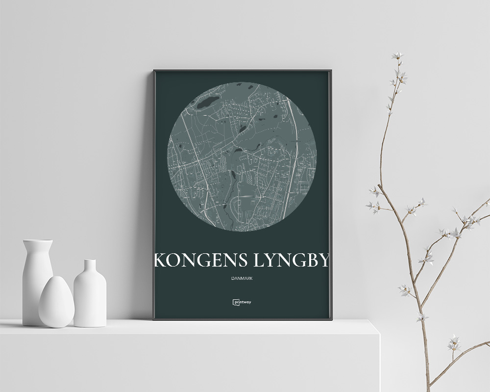 Kongens Lyngby Plakaten Rundt Kort Skovgrøn 70 100 Cm  B1