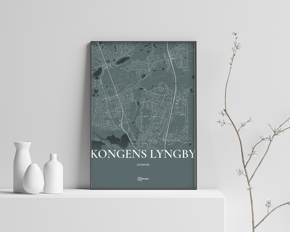 Kongens Lyngby Plakaten Fuldt Kort Skovgrøn 70 100 Cm  B1