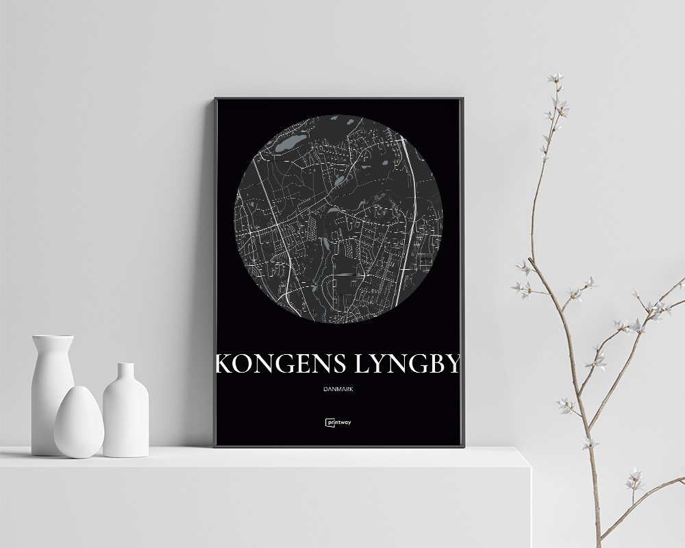 Kongens Lyngby Plakaten Rundt Kort Sort 70 100 Cm  B1