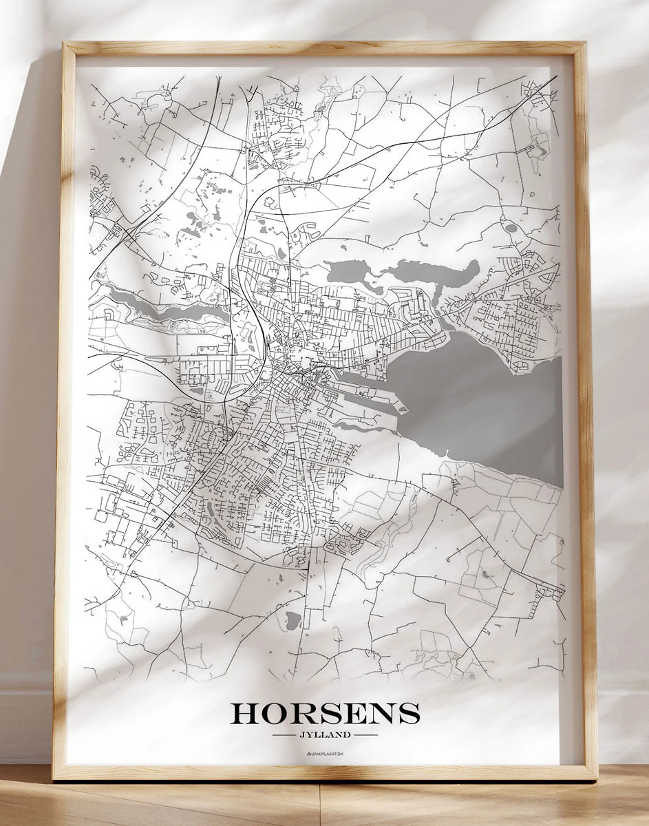 Kort Plakat Horsens Hvid Baggrund