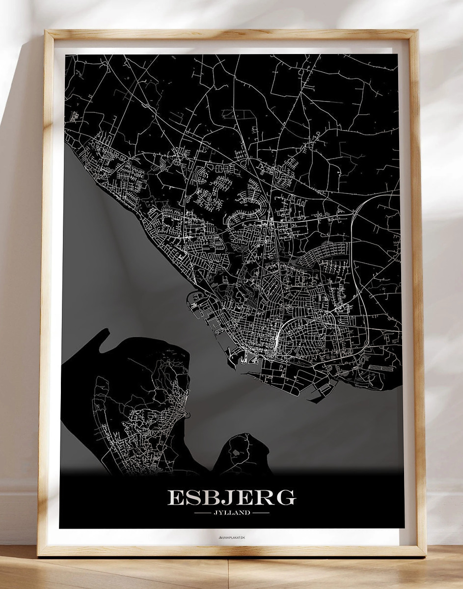 Kortplakat Esbjerg Sort