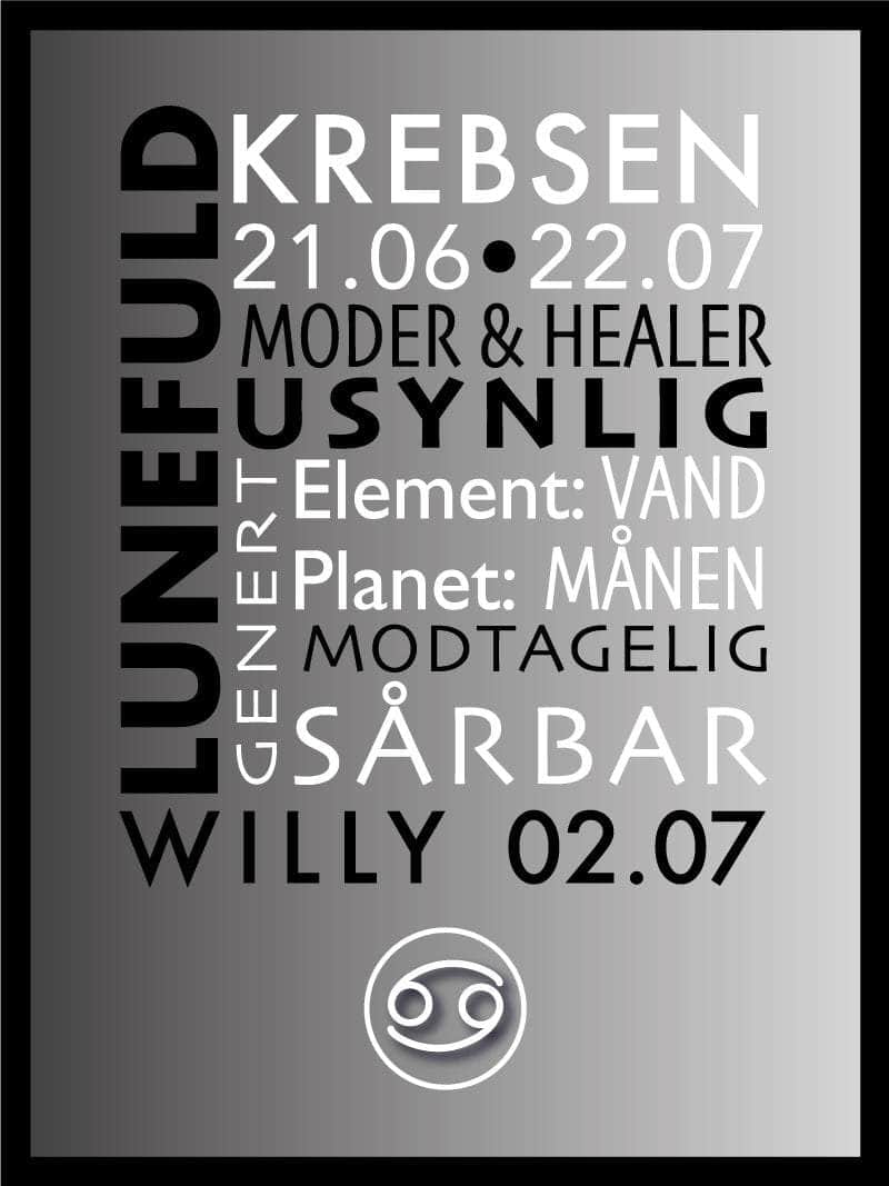 Krebsen Stjernetegn Med Tekst Plakat