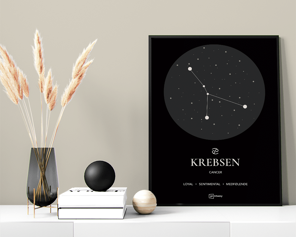 Krebsen Stjernetegn Plakat Sort 70 100 Cm  B1