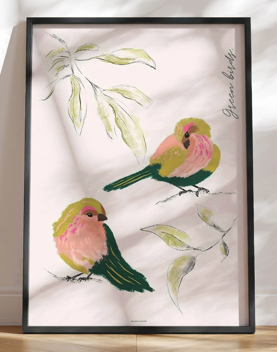 Kunstplakat Green Birds