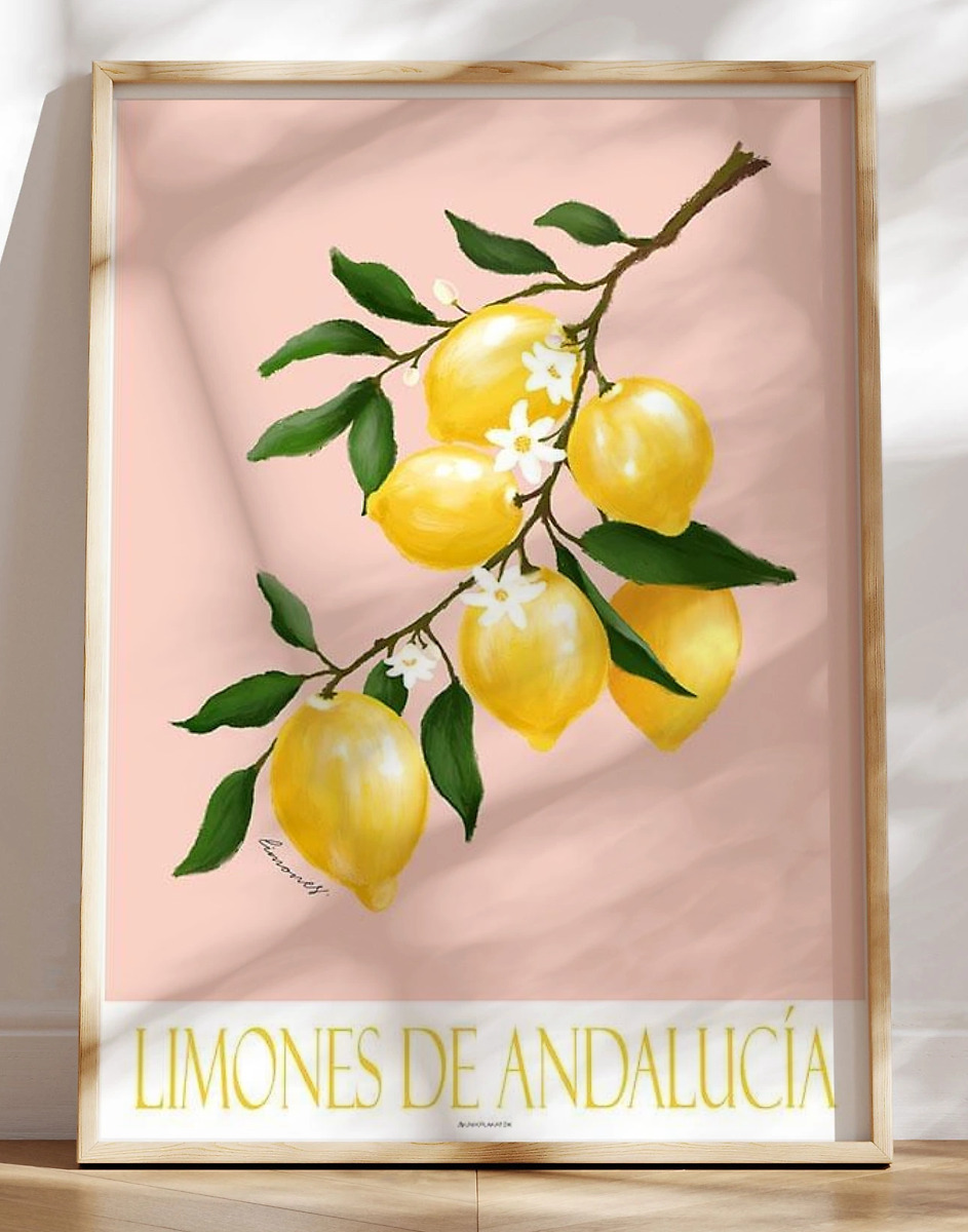 Kunstplakat Med Citrongren Limones De Andalucia