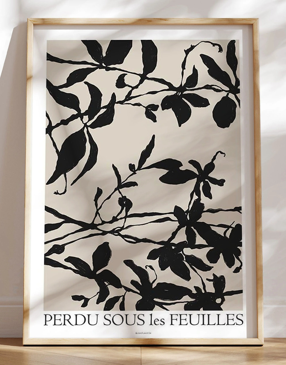 Kunstplakat Perdu Sous Les Feuilles