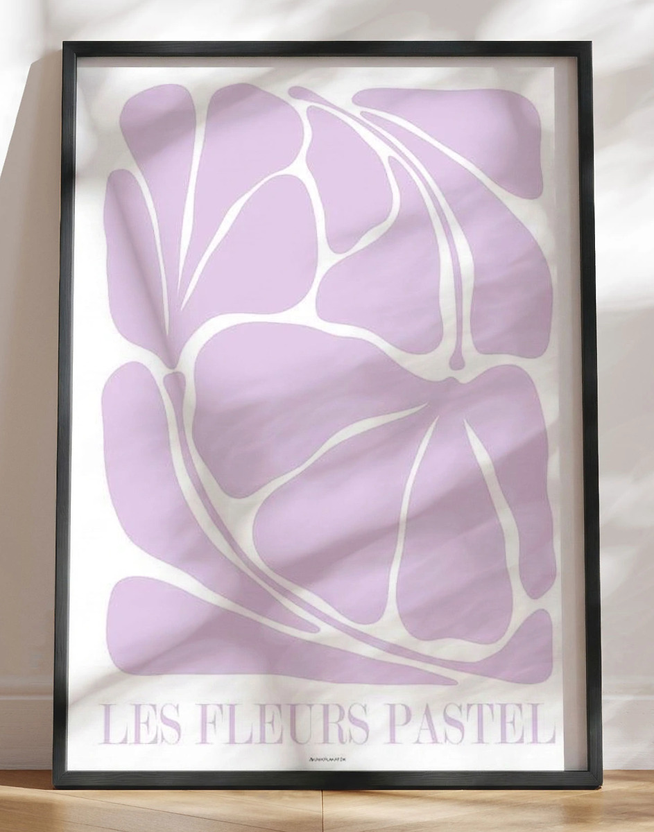 Les Fleurs Pastel Grafisk Kunstplakat   Lys Lilla