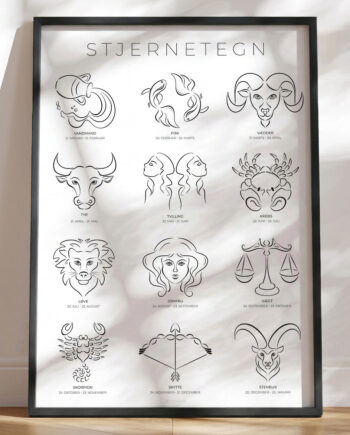 Line Art Stjernetegn Plakat 12 Line Art Stjernetegninger