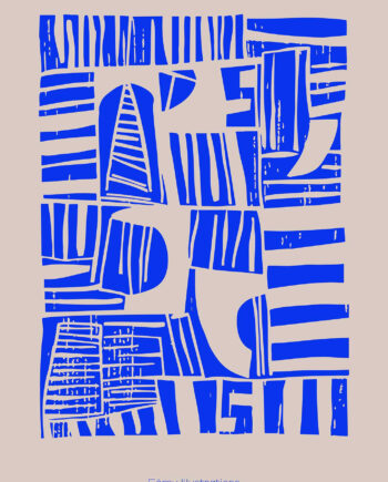 Lino Cut Blue Af Få Mu Illustrations