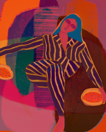 Linocut Woman Af Få Mu Illustrations