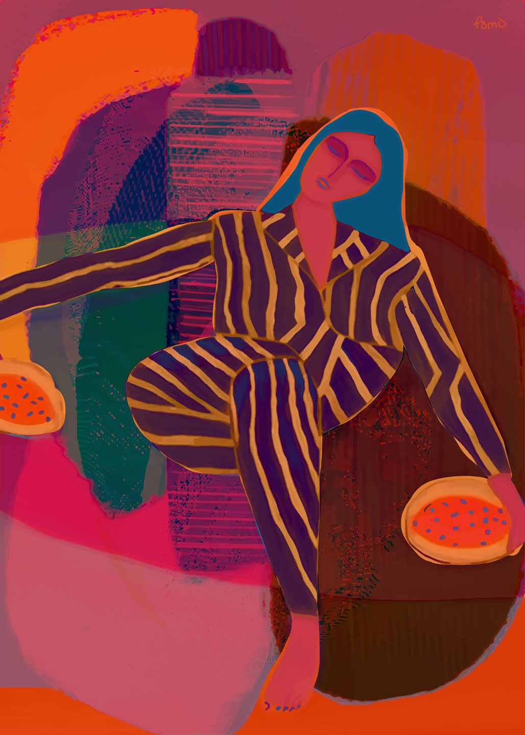 Linocut Woman Af Få Mu Illustrations