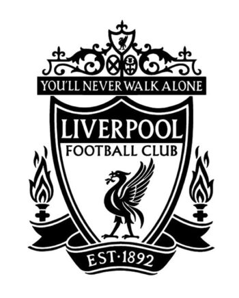 Liverpool Wallsticker  Liverpool Logo Som Fodbold Wallsticker  Sort   50x37cm