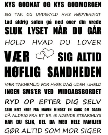 Livets Regler Wallsticker  Få Reglerne På Væggen  58x79cm