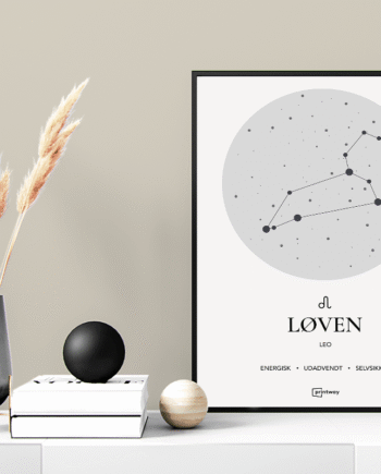 Løven Stjernetegn Plakat Hvid 60 84 Cm  A1