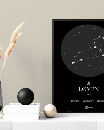 Løven Stjernetegn Plakat Sort 60 84 Cm  A1