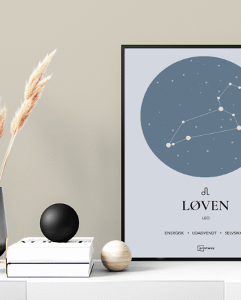 Løven Stjernetegn Plakat Havblå 60 84 Cm  A1