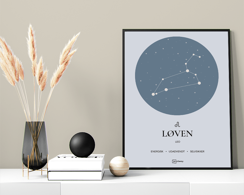 Løven Stjernetegn Plakat Havblå 60 84 Cm  A1
