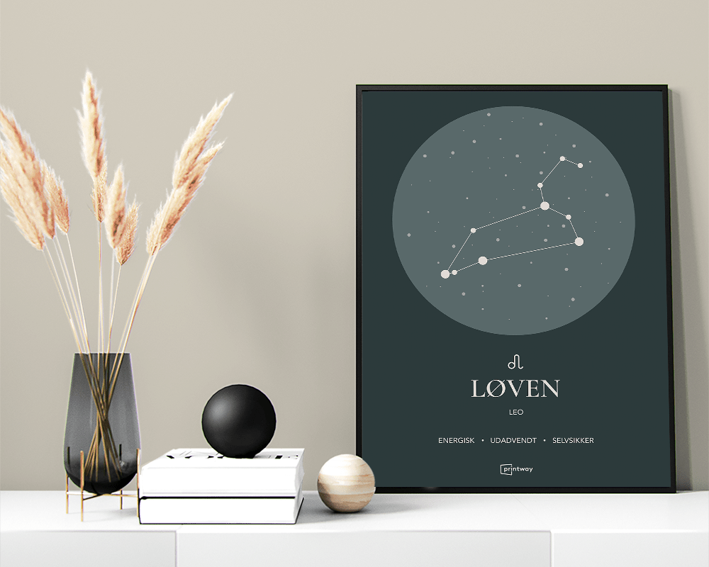 Løven Stjernetegn Plakat Skovgrøn 50 70 Cm  B2
