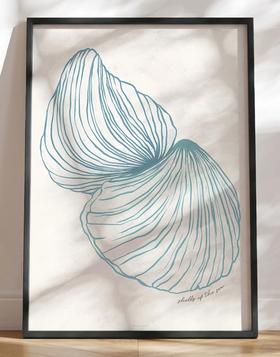 Lys Blå Plakat Shells Of The Sea