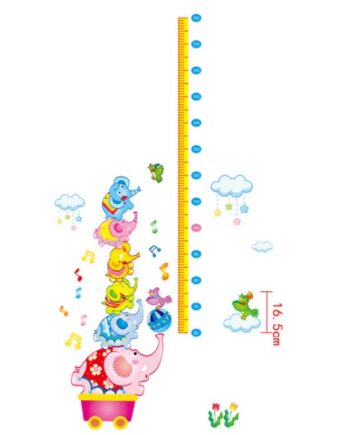 Målebånds Wallsticker  Balancerende Elefanter  Fra 60-180cm