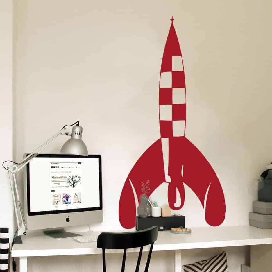 Måneraket Tintin Wallsticker