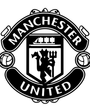 Stor Manchester United Wallsticker  Flot Manchester United Logo  Sort  70x70cm